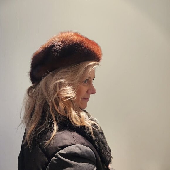 VTG Genuine Mink Fur Davy Crockett Style Hat with Tail Women OS - Picture 6 of 14